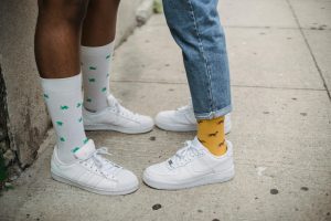 Guys wearing patterned socks
