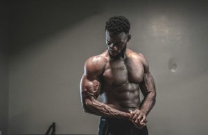 Muscular man flexing