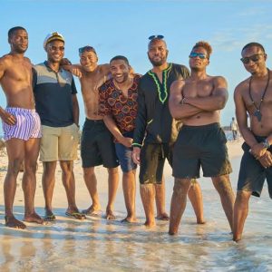 Guys at a beach
