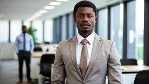 Confident man looking forward