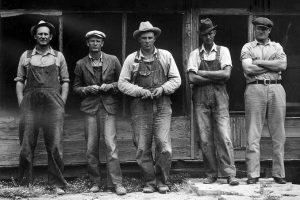 Men in denim work clothes 