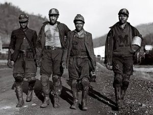 Miners wearing overalls 