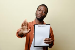 Man holding clipboard 