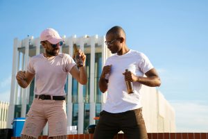 Guys having weekend fun