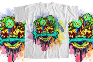 Tshirt with skull and flower graphics 