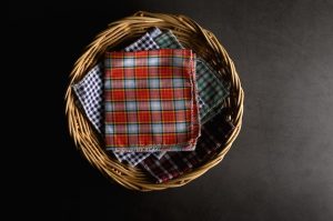 Basket filled with handkerchiefs 