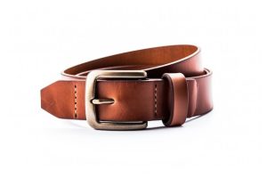 A brown leather belt