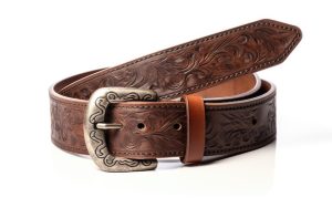A brown buckle belt