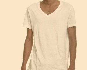 Man wearing a v neck tshirt 
