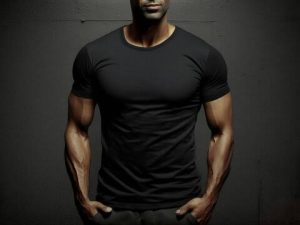 Man wearing muscle hugging fit