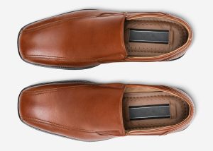 Brown square tip shoes