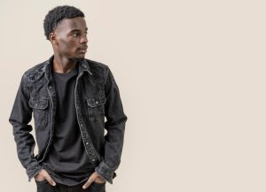 Man dressed in monochrome denim style