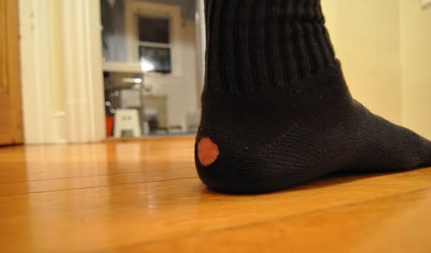 Foot with holed stocking